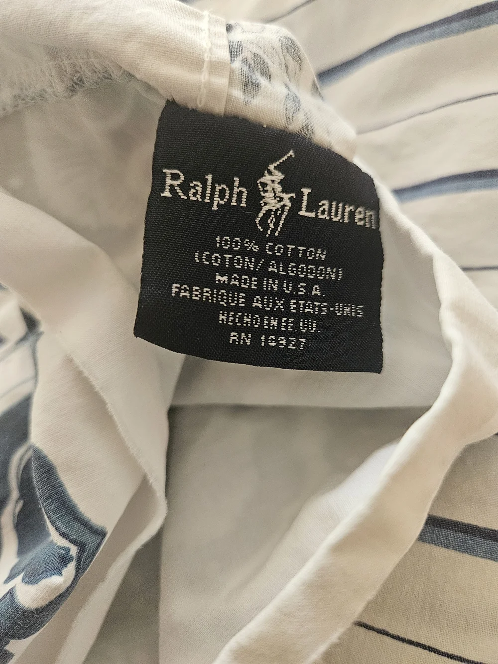 Ralph Lauren Navy Stripe Cotton Pillowcases with Decorative Trim